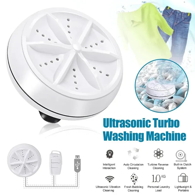 Portable USB Ultrasonic Turbine Laundry Washing Machine