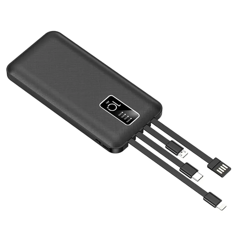 4 in 1 Built-in Cable Power Bank -10000 mAh