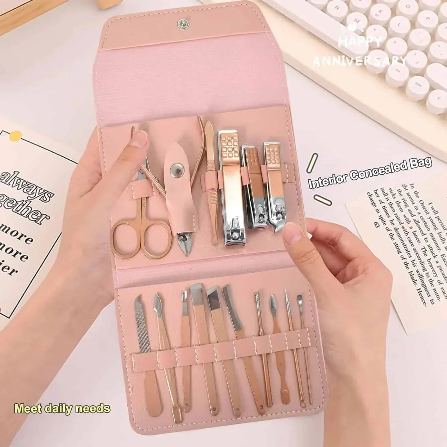 Manicure Pedicure Grooming Kit, Stainless Steel set, Nail cutter set, Nails Care, Clipper, Nails tool Set, Professional Spa kit, Nipper, 16pcs set