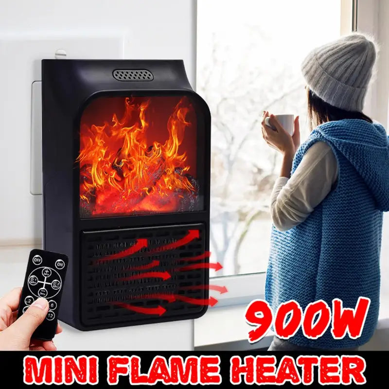 Flame Electric Heater - 900 Watt with Remote Control