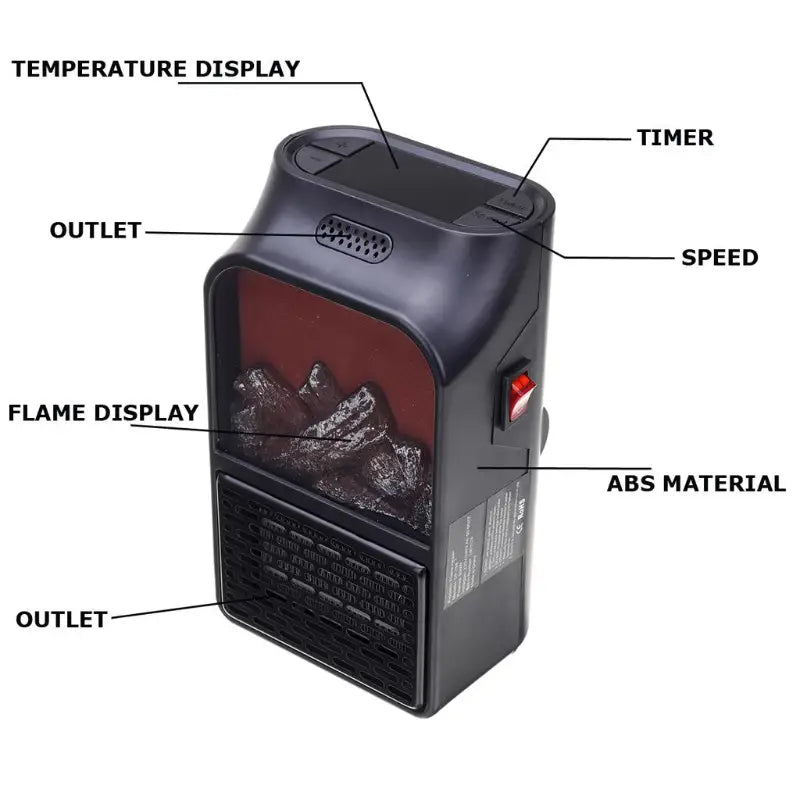 Flame Electric Heater - 900 Watt with Remote Control